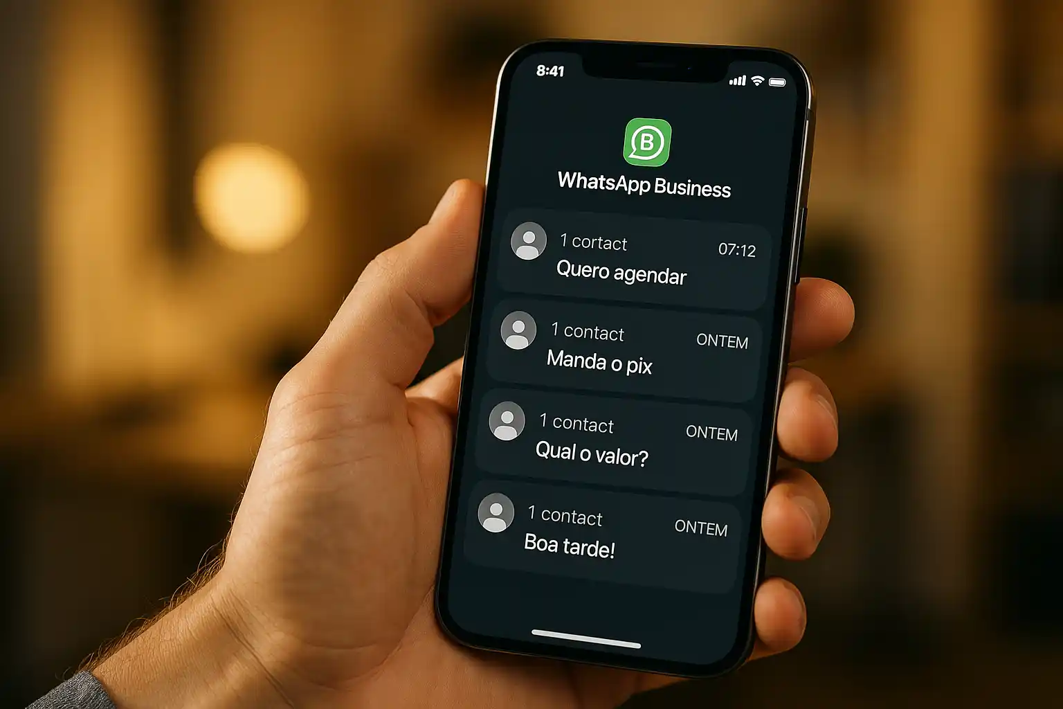Ilustração de uma conversa no WhatsApp gerando vendas